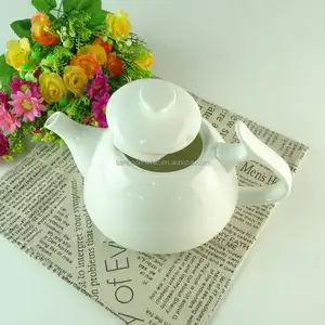 库存便宜散装批发素色白色酒店瓷茶壶