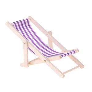 Chaise longue en bois à rayures colorées, accessoire pour salon et plage, 1/12 - Product Image 2