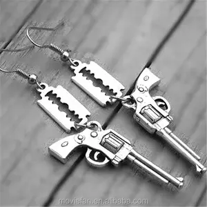 Razor blade stud earrings heavy metal punk rock and roll rocker rock n roll gun jewelry YAOLU