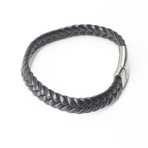 Men's Genuine Leather <strong>Bracelet</strong> Classic Style Alloy <strong>Magnetic</strong> <strong>Clasp</strong> GL03 - Product Image 2