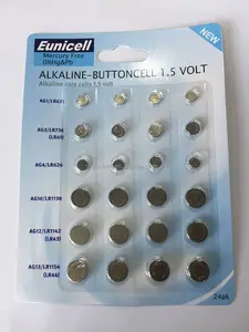 Eunicell 24 包纽扣电池 AG3 AG4 AG12 AG13 CR2025 CR2032