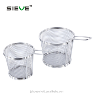 Food <strong>Table</strong> Serving Wire <strong>Basket</strong> Handheld Mini Fry <strong>Basket</strong> Silver Stainless Steel Fryer French <strong>Baskets</strong> - Product Image 2