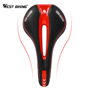 WEST BIKING <span class=keywords><strong>Selle</strong></span> <span class=keywords><strong>de</strong></span> vélo confortable en cuir PU respirant avec coussin avant en silicone pour vélo <span class=keywords><strong>de</strong></span> route VTT, simple et élégante - Product Image 4
