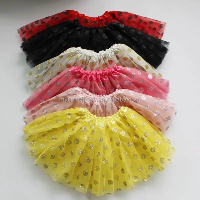 Top quality and top selling 3 layers polyester professional ballet glitter polka dots tutu skirt for girls