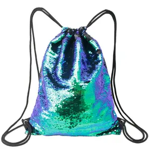 Hot Selling Waterdichte Polyester Laser Flip Up Vrouwen Diy Sequin Trekkoord Rugzak Tas