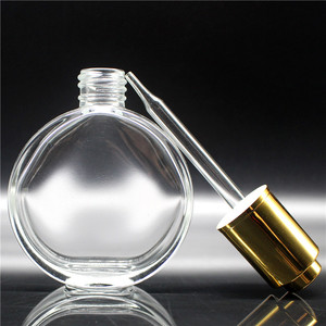 Botella de Vidrio Transparente con Gotero para Aceite Cosmético, Forma de Luna, 60 ml, 2 oz, Forma Redonda Plana, de Lujo, para Aceite Corporal/Perfume - Product Image 4