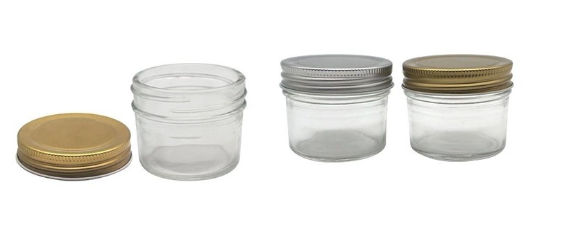 Haonai 120ml/250ml wide mouth glass jars and metal lids glass jar with silver/golden metal screw lid for storage