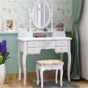 Top Selling Wit Hout Kaptafel Ontwerpen In Slaapkamer Meubels 7 Drawers Make Up Dressoir