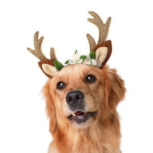 Diadema de asta de Navidad para mascotas, diadema de ciervo para Festival de perros, decoración de fiesta para gato, disfraz de Cosplay de perro