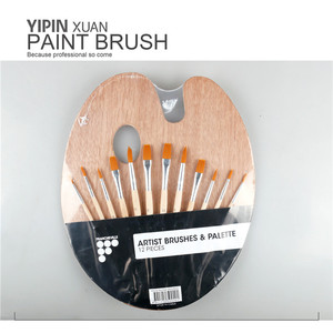 Di alta Qualità 12 pz Manico In Legno Alluminio Ghiera <span class=keywords><strong>Pittura</strong></span> Brush <span class=keywords><strong>Set</strong></span> con Piastra - Product Image 4