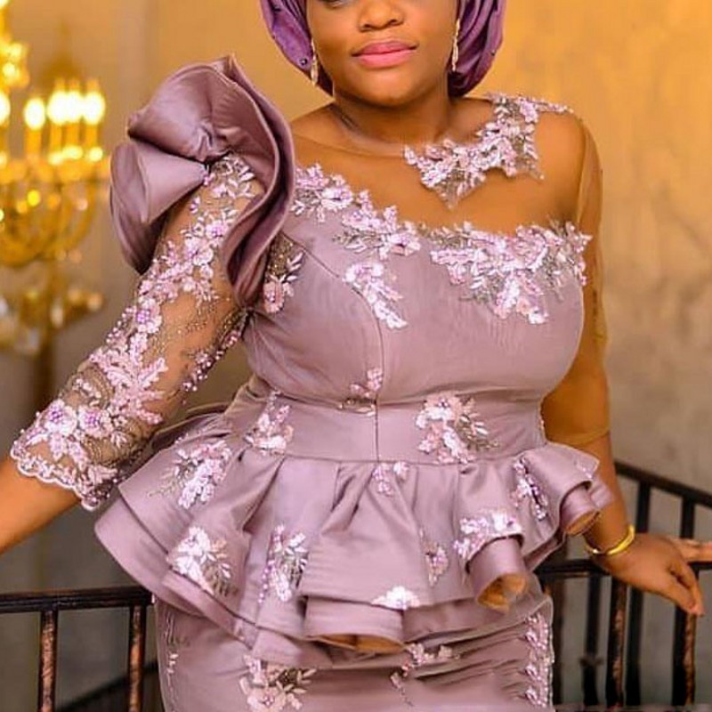nigerian party dresses 2025 Blue Lace Prom Dresses Plus Size African Ruffled Beading Wedding Guest  Dress Aso Ebi Nigerian Formal Party Dress Custom