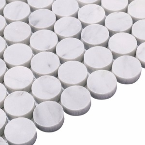 Gạch Khảm Hình Tròn Bianco Carrara, Đá Cẩm Thạch Trắng, Đánh Bóng 1'' - Product Image 4