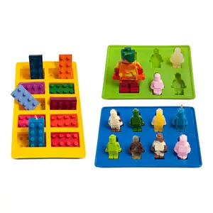 wholesale minifigure cake mold silicone lego robot building blocks ice cube tray silicone