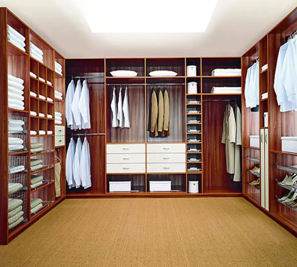 cheap modern organizer bedroom storage furniture walldrobe walk in closet open cupboard set L shaped wardrobe with TV cabinet