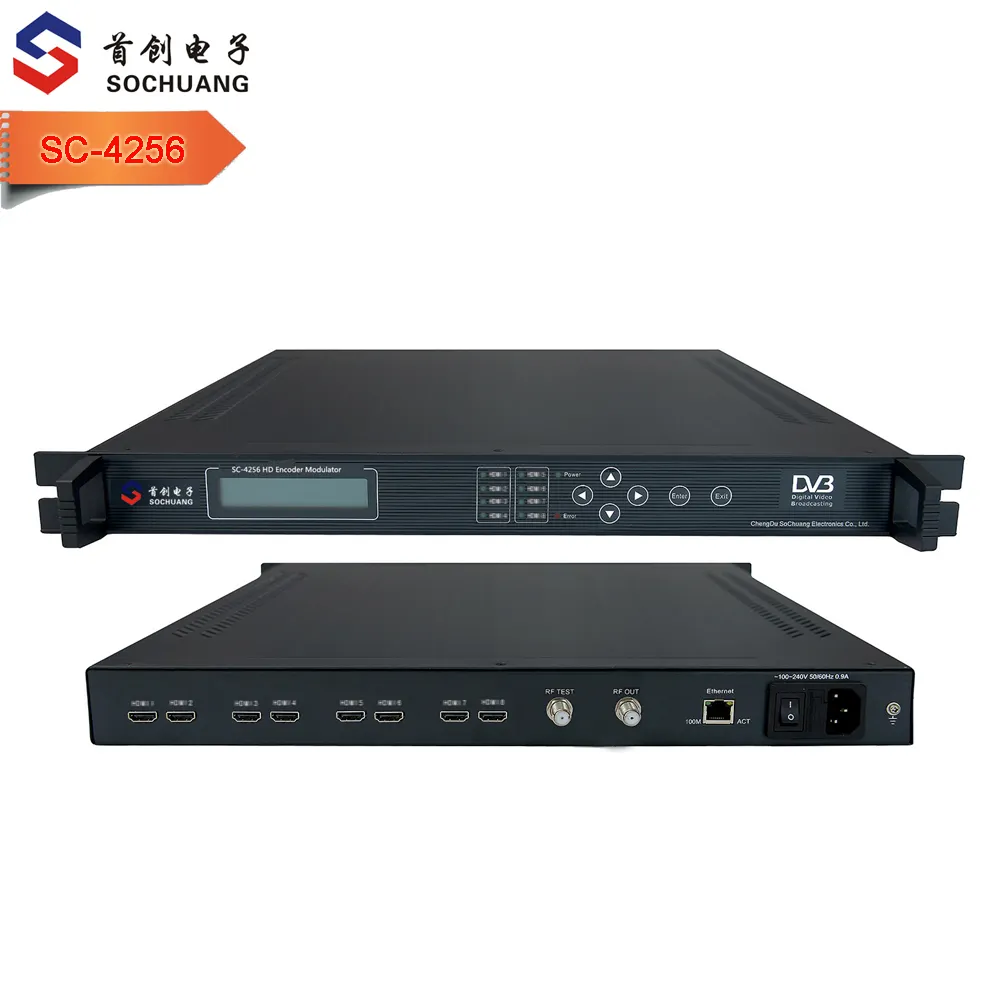 Encoder DVB-T 8 Saluran, Modulator RF TV HD Hotel (8 * HD Inci, 2 * DVB-T Keluar)