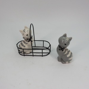 Couple <span class=keywords><strong>chat</strong></span> forme en céramique sel et poivre shaker - Product Image 3
