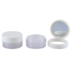 CP05-2708 clear cosmetic fancy plastic powder jar container empty powder jar with mirror