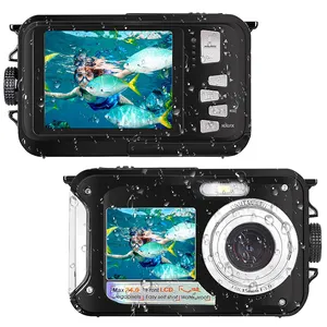全高清 1080 P Selfie 双屏录像机 24MP 防抖防水数码相机
