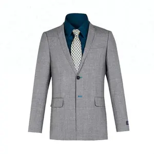 Latest Korea style slim fit business grey two buttons notch lapel mens wedding suits