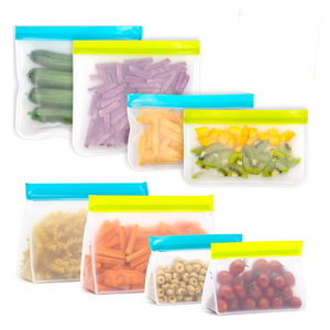 Bolsa de almacenamiento de alimentos para congelador, bolsas para aperitivos de frutas y verduras, bolsas para sándwiches, reutilizables, planas y de pie, PEVA, Cuadrado de cocina