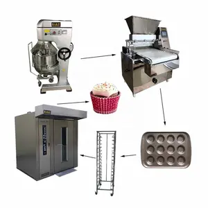 64 bandejas comercial gás rotativo forno para linha de produção de cupcake