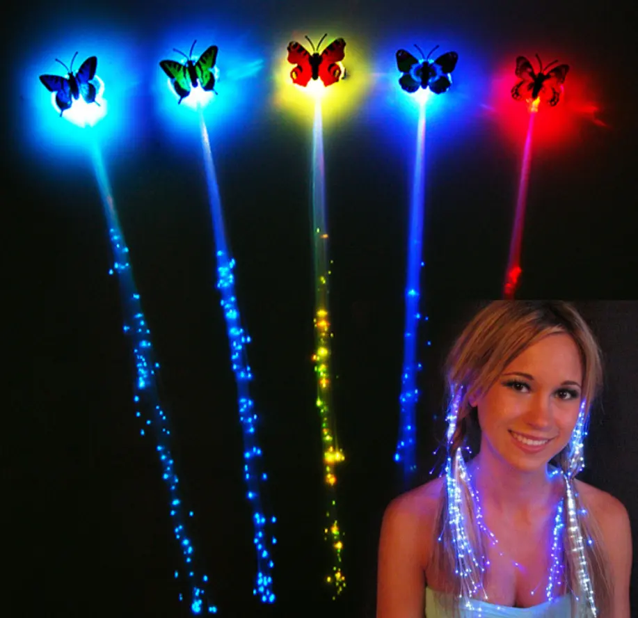 Flashing Hair Multicolor LED Flashing hair braid butterfly design flashing led hair decoration