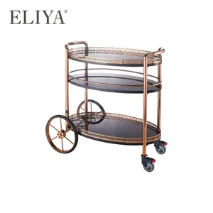 New Hotel Room Service Tables Restaurant Food Cart Antique Wooden Serving Trolley