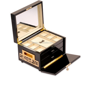 Joyería de lujo de almacenamiento de embalaje caja de madera de pino para <span class=keywords><strong>el</strong></span> anillo y collar - Product Image 5