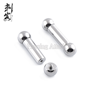 Piercing de langue d'haltère de calibre 2 à filetage interne en acier inoxydable - Product Image 2