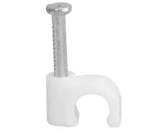 PLASTIC ROUND WHITE CABLE CLIPS WITH FIXING NAILS 3MM - 40MM CABLE CLIP