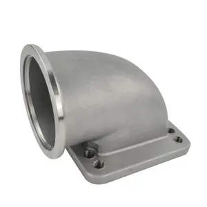 2.5 "Vband 90 Graden Gegoten Turbo Elleboog Adapter Flens 304 Roestvrij Staal Voor T3 T4 Turbocompressor PQY-TEA25-K