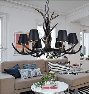 American Vintage Style Résine Antler Lustre 6 Lumières Corne <span class=keywords><strong>De</strong></span> <span class=keywords><strong>Cerf</strong></span> Pendentif Lumières - Product Image 2