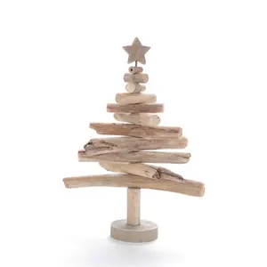 Natural Beach Driftwood Decor Christmas Display Tree on Wood Stand