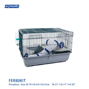 Gaiola de ferro forte, eco amigável, durável, gaiola de ferreto, gaiola de hamster do gato do animal de estimação com acessórios, kit fer80kit