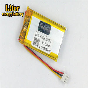 Plug <strong>2</strong>,5-3 p lithium battery 753048 1500 mAh rechargeable lithium polymer battery Pl LiPo battery with wires - Product Image 1