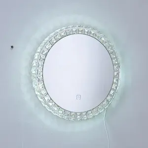 Nieuwe Ontwerp Crystal Muur Led Diamant Cosmetische Spiegel In Make-Up Spiegel Verpletterd Diamant Accessoires