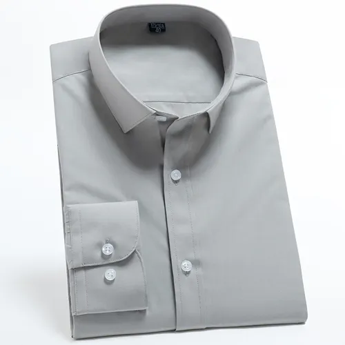 Men's Casual Standard fit Basic Dress Shirts Good Quality Solid Formal Social Long sleeve Easy Care Office Shirt