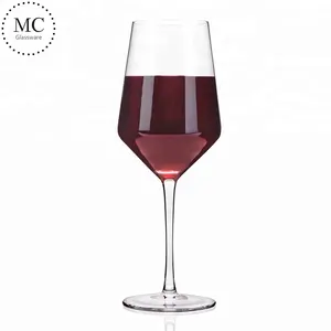卸売酒グラスユニークな安い手作りロングステムクリアワイングラス