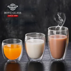 Café de Borosilicate Résistant Aux Hautes Températures Tasse à Thé En Verre À Double Paroi