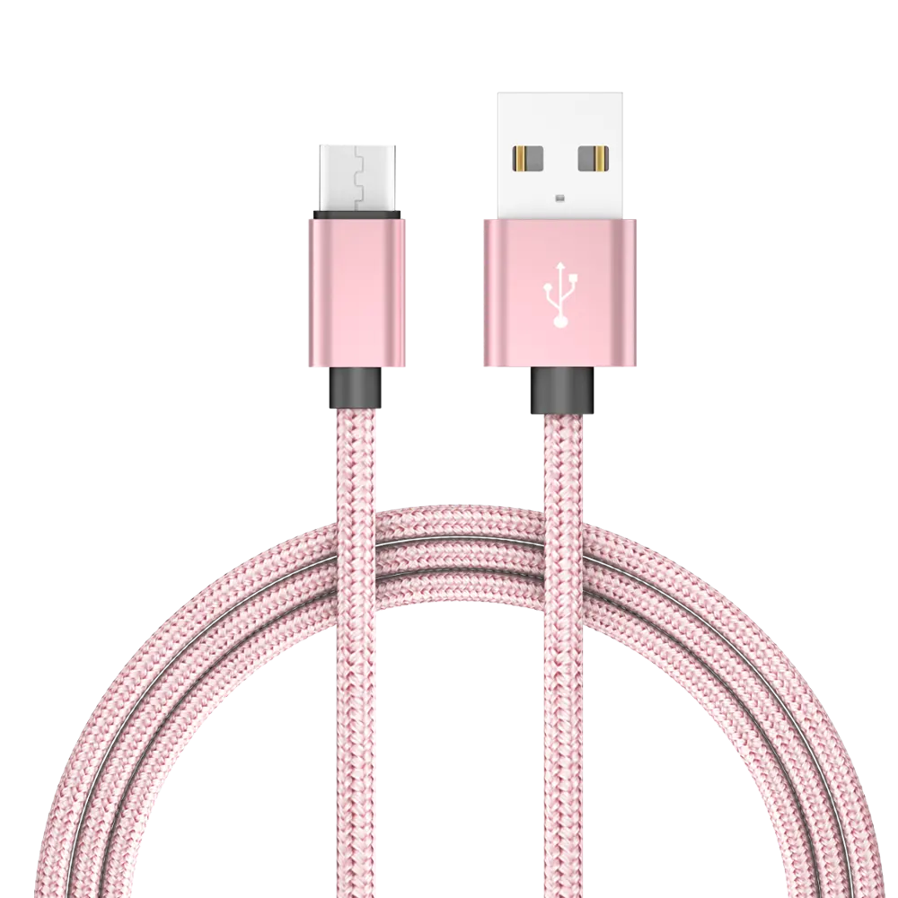 Venta caliente envío a granel en todo el mundo 3.3ft de Nylon trenzado de 2.0A de carga rápida Cable de datos de Cable USB Micro B cables para powerbank y los teléfonos