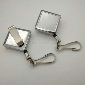 Circulaire chromé enrouleur rétractable en métal <span class=keywords><strong>porte</strong></span>-<span class=keywords><strong>carte</strong></span> D'IDENTITÉ <span class=keywords><strong>avec</strong></span> la corde en acier - Product Image 5