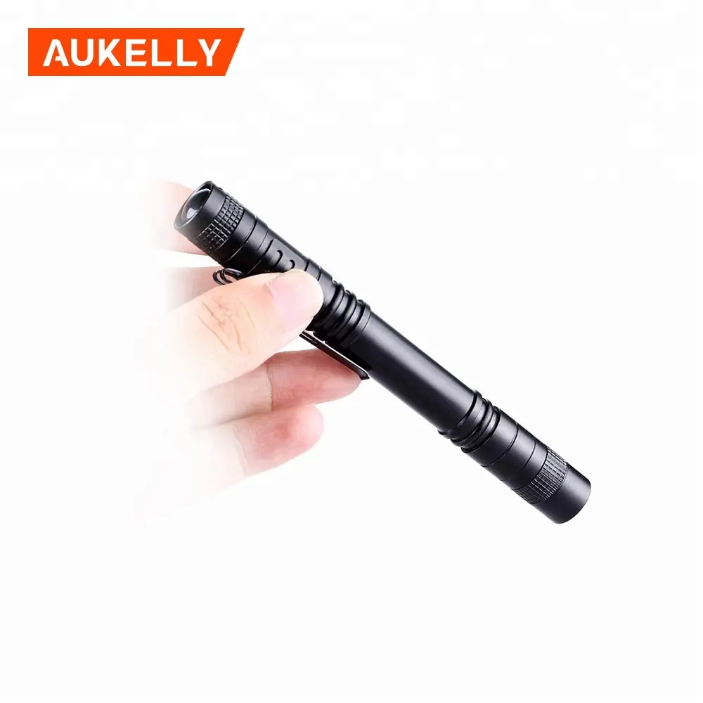 Aukelly Senter Taktis LED Mini 3A, Lampu Pena Fleksibel dengan Pena, Lampu Senter Saku