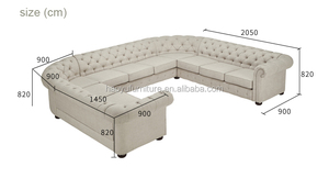 Ns18 U-Vormige Chesterfield Sectionele Slaapbank Dineren En Hotelgebruik Gemaakt Van Houten Lederen Stof En Fluwelen Bankstel - Product Image 5