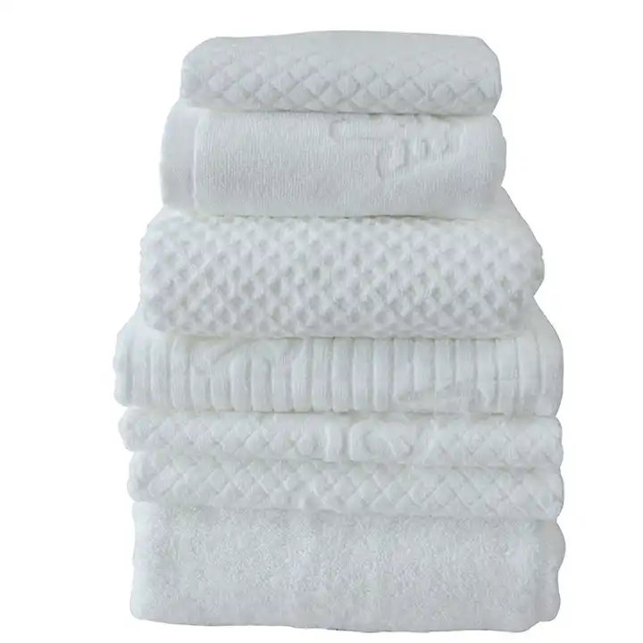 embossed bath towel cotton craft white