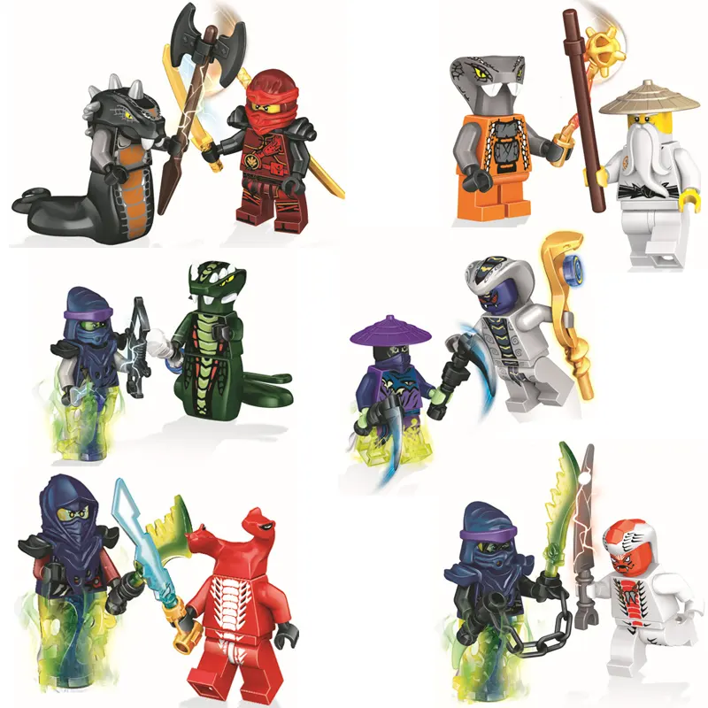 24 pcs ninjagoes चरित्र मिनी बिल्डिंग आंकड़े ब्लॉक उपहार बच्चों के खिलौने संगत ninjago