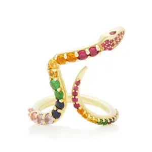 Gemnel 925 gioielli in argento sterling arcobaleno serpente eternity anello di diamanti