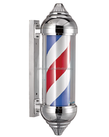 Best Choice Products, poteau de barbier de 30 pouces, lumière rouge, blanche et bleue, rayures rotatives, métal, salon de coiffure