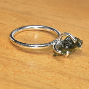 <b>Moldavite</b> Gemstone Silver <b>Ring</b> 925 Sterling Silver Jewelry - Product Image 3