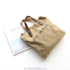 Túi Tote Vải Cotton Với Dây Đeo Bằng Da Thật - Product Image 1