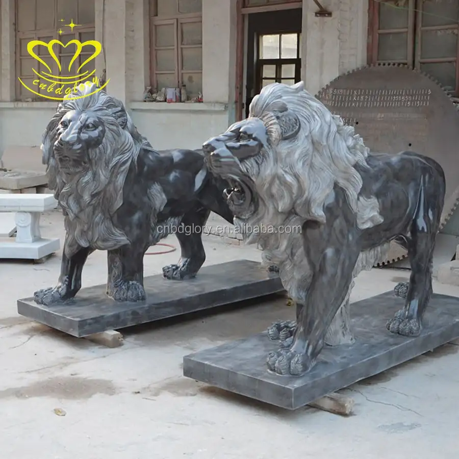 Life Size Hunting Marble Lion Statues For Sale